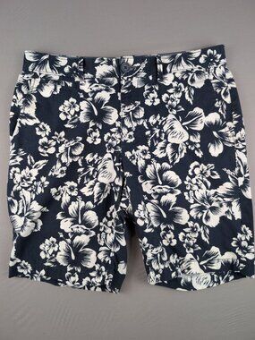 Original Penguin Cotton Hawaiian Print Navy Shorts Munsingwear - W32